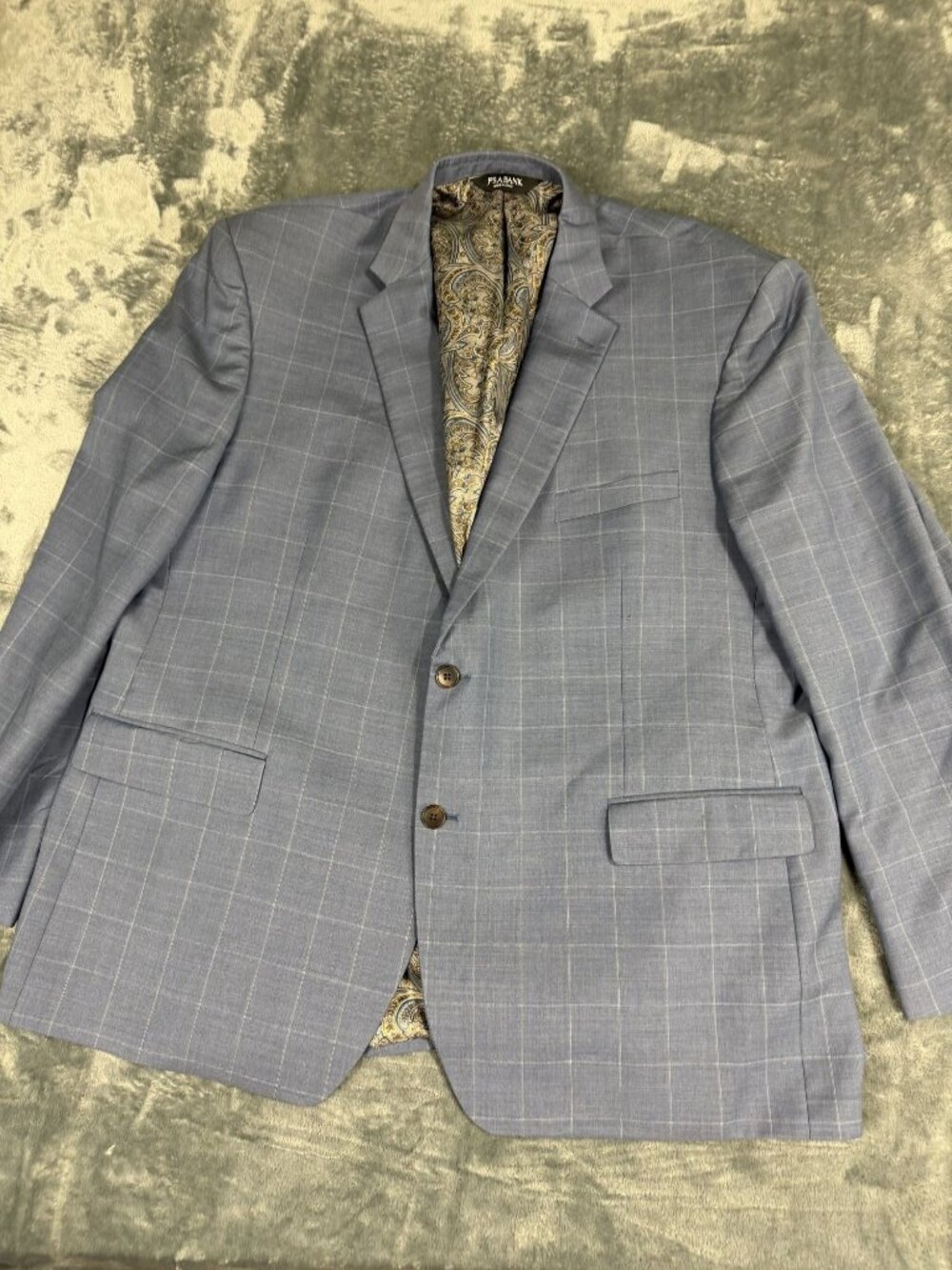 Jos. A. Bank Traveler Mens Blue Plaid Lined Two-Button Blazer Jacket 50R